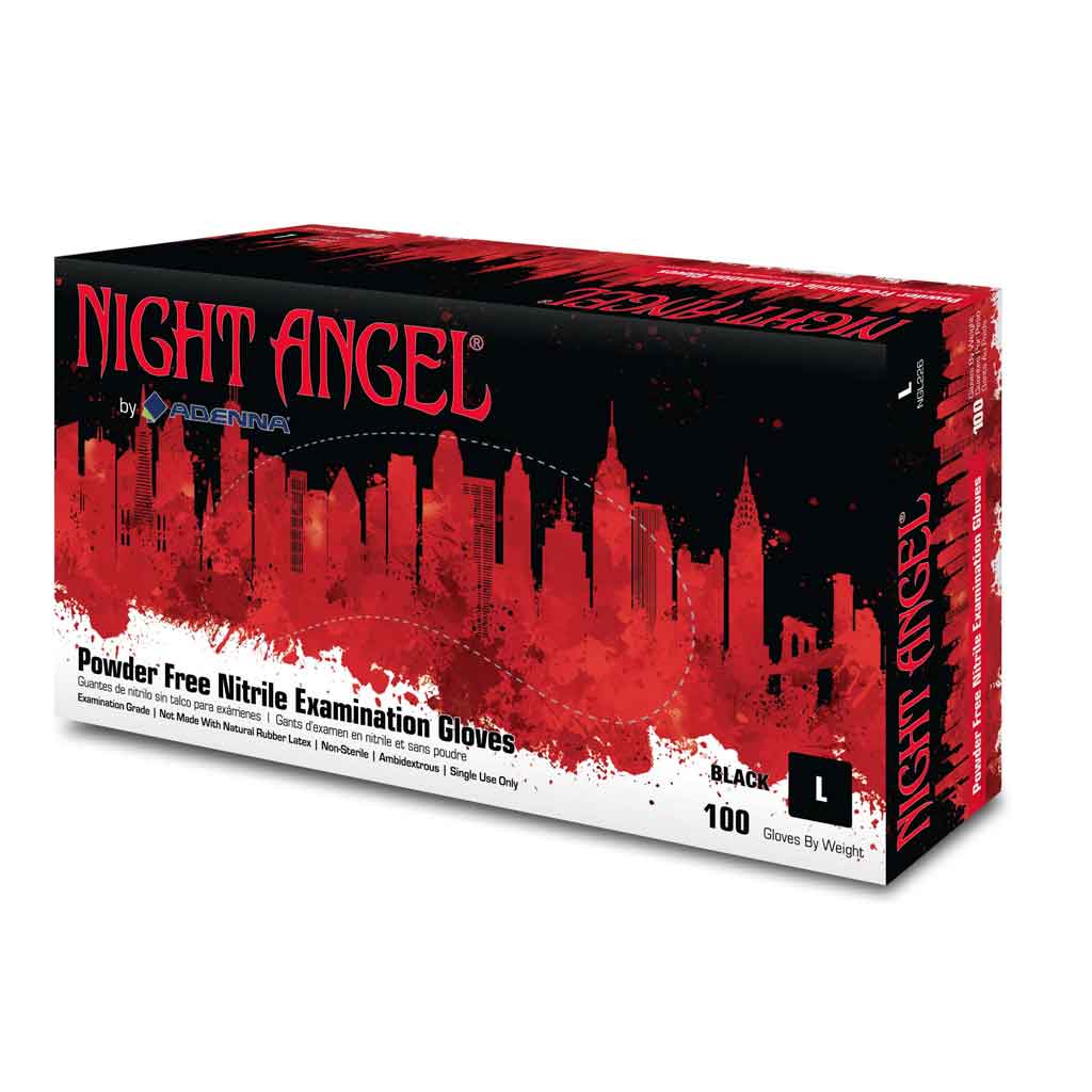 Gloves - Night Angel Black Nitrile 4ml (100/90 per box)