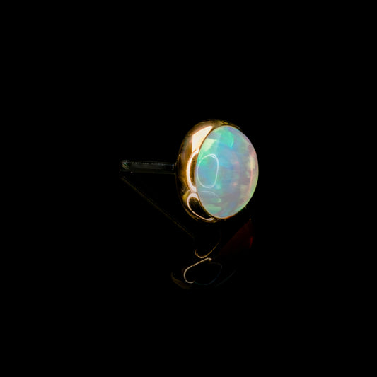 14k Gold Sky Blue Opal - Low Profile Threadless End (10/box)