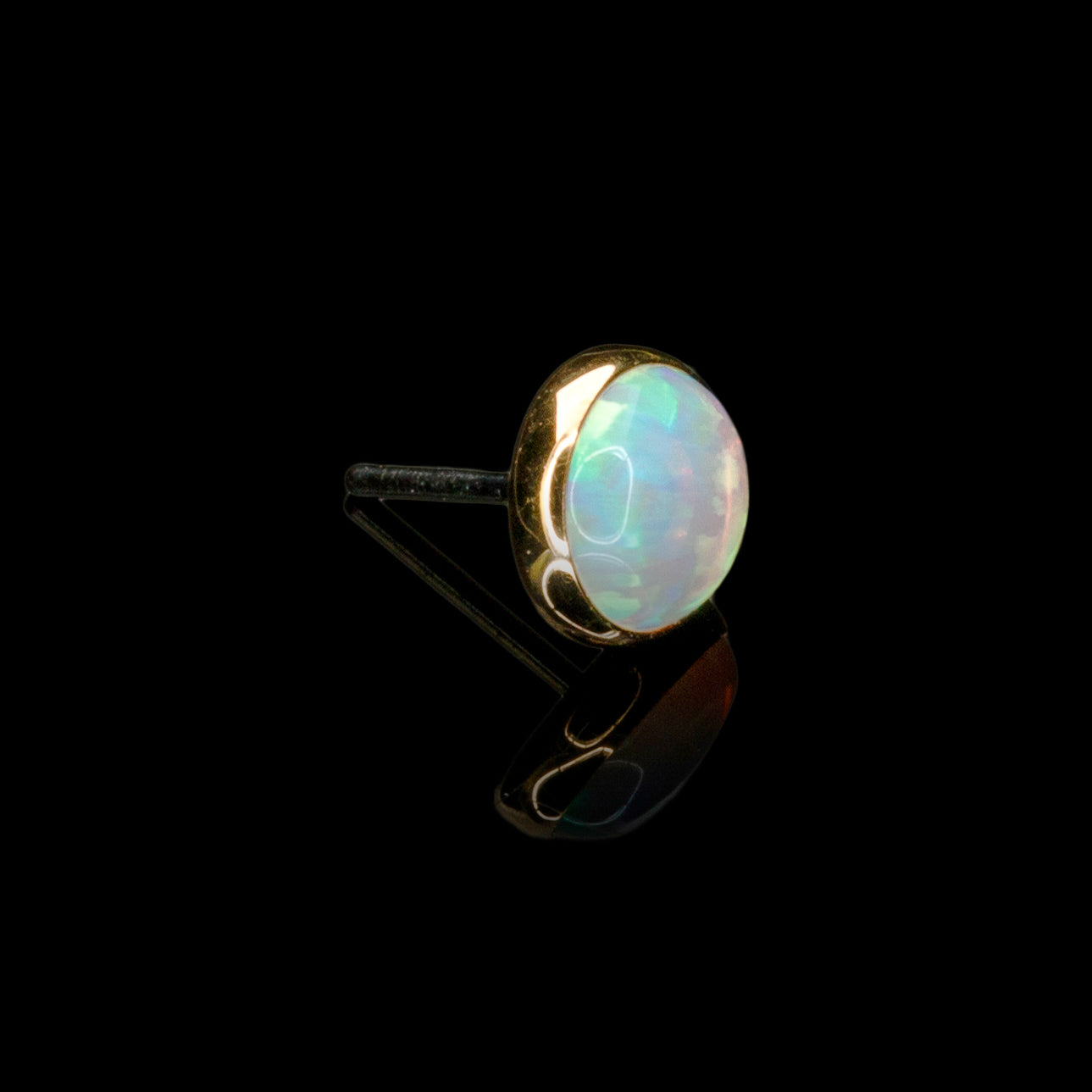 14k Gold Sky Blue Opal - Low Profile Threadless End (10/box)