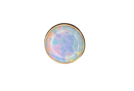 14k Gold White Opal - Low Profile Threadless End (10/box)
