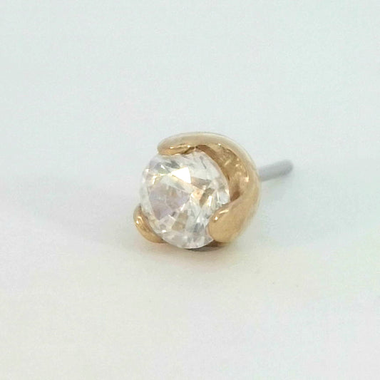 14k Gold Prong Set CZ - Threadless End (10/box)