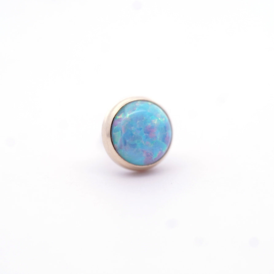 14k Gold Sky Blue Opal - Low Profile Threadless End (10/box)