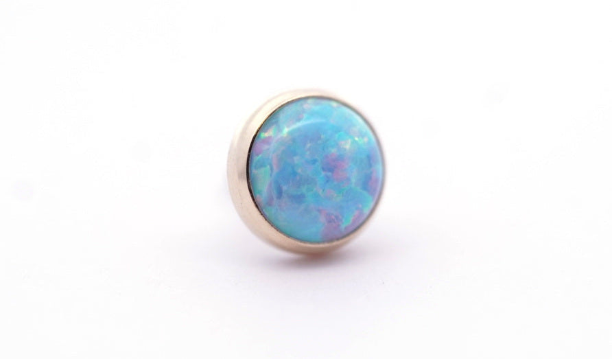 14k Gold Sky Blue Opal - Low Profile Threadless End (10/box)