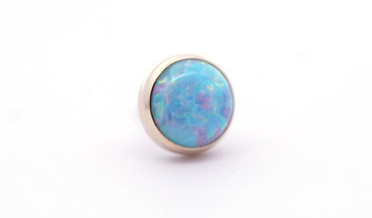 14k Gold Sky Blue Opal - Low Profile Threadless End (10/box)