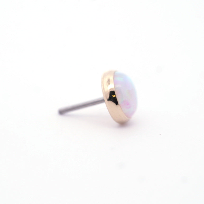 14k Gold White Opal - Low Profile Threadless End (10/box)