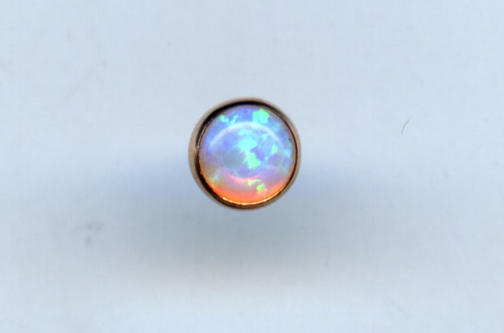 14k Gold Sky Blue Opal - Low Profile Threadless End (10/box)