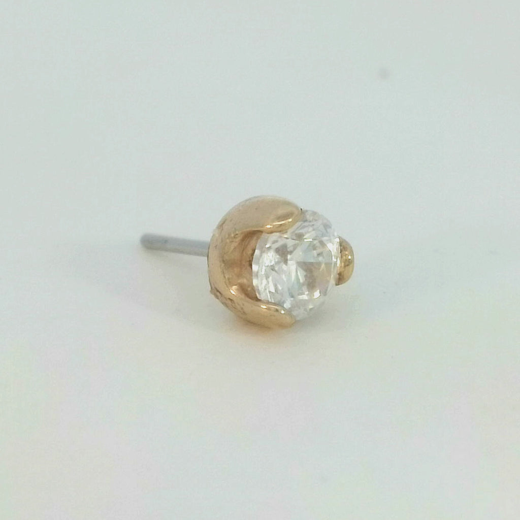 14k Gold Prong Set CZ - Threadless End (10/box)