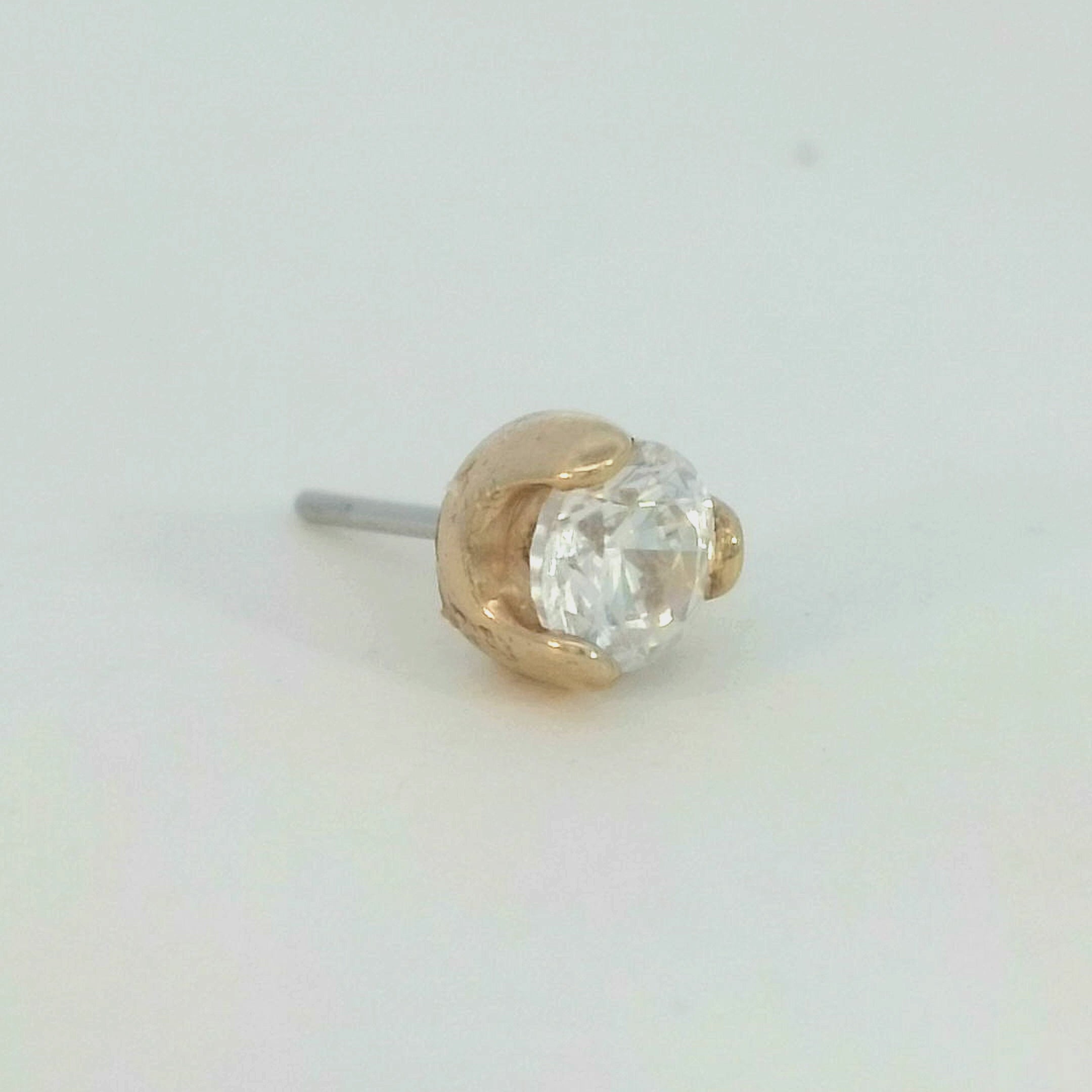 14k Gold Prong Set CZ - Threadless End (10/box)