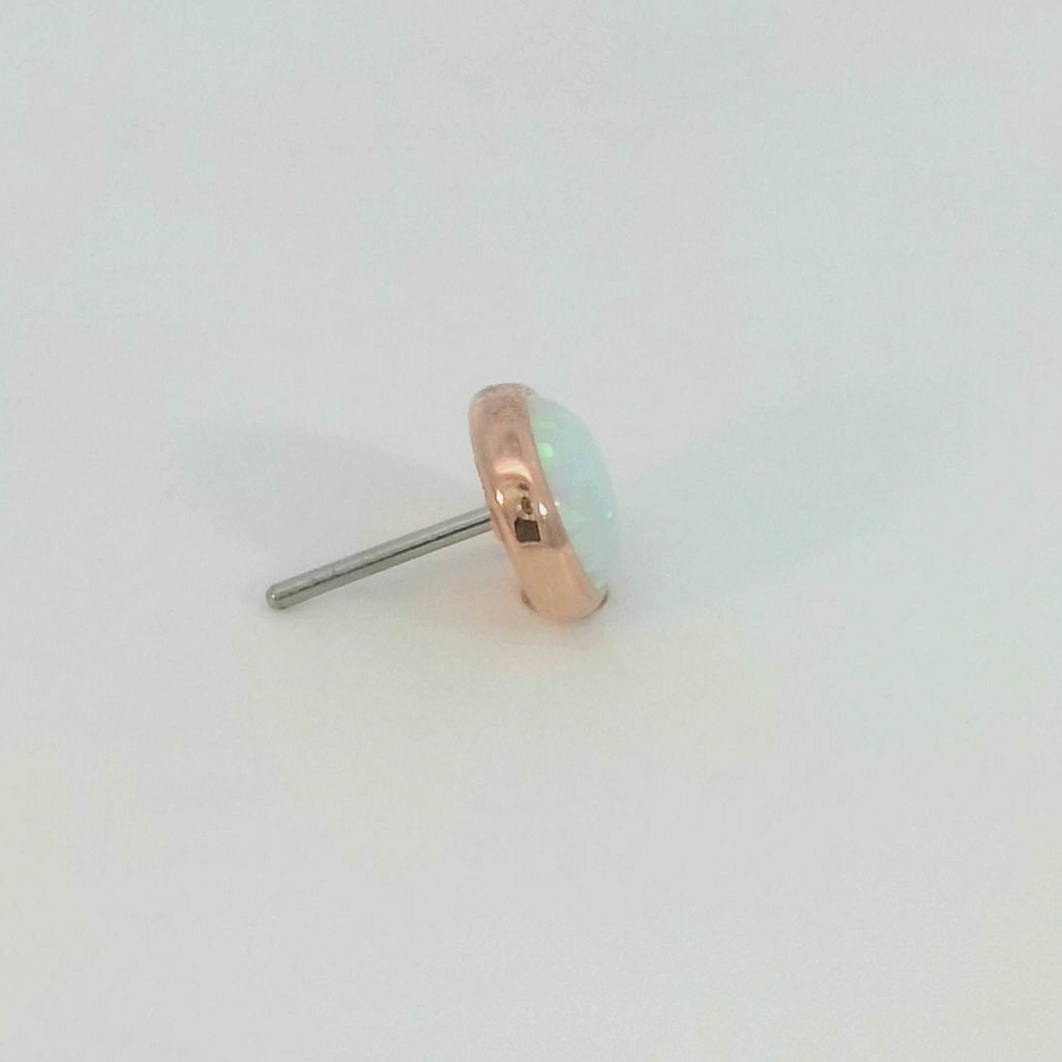 14k Gold White Opal - Low Profile Threadless End (10/box)