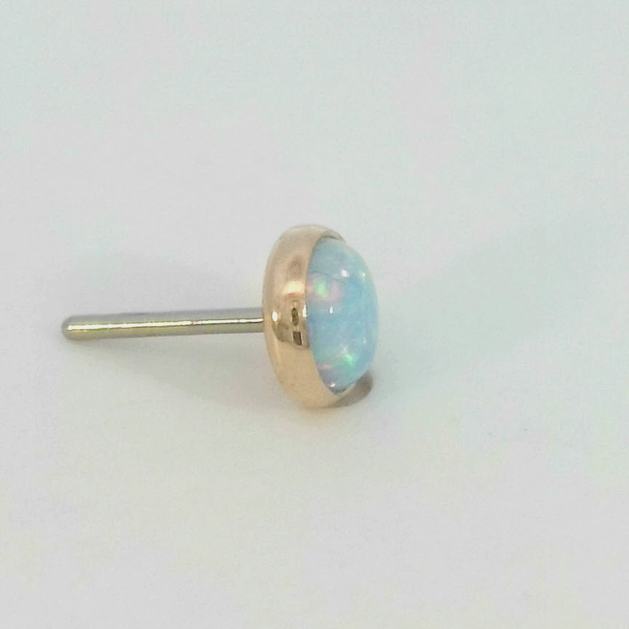 14k Gold Sky Blue Opal - Low Profile Threadless End (10/box)
